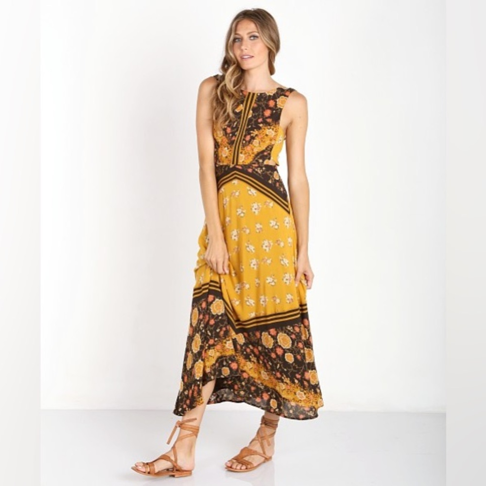 Free People Sunrise Oblivion Dress in Antique Gold Combo